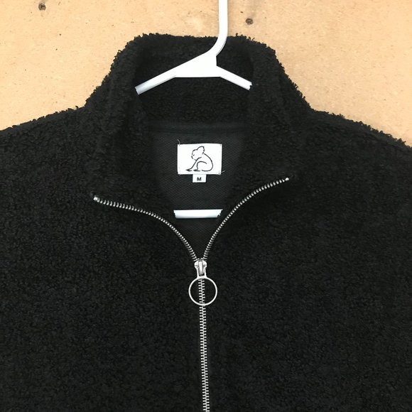 faux shearling half zip sweater men's M - Picture 2 of 4